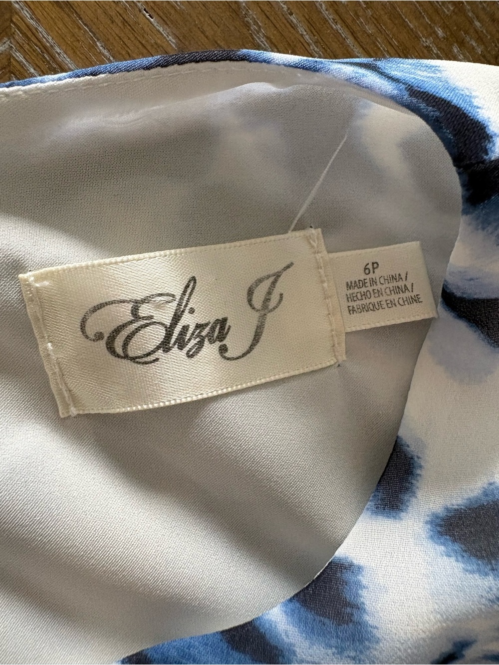 Eliza J Blue and White Cold-Shoulder Tie-Dye Mini Dress - Picture 8 of 10